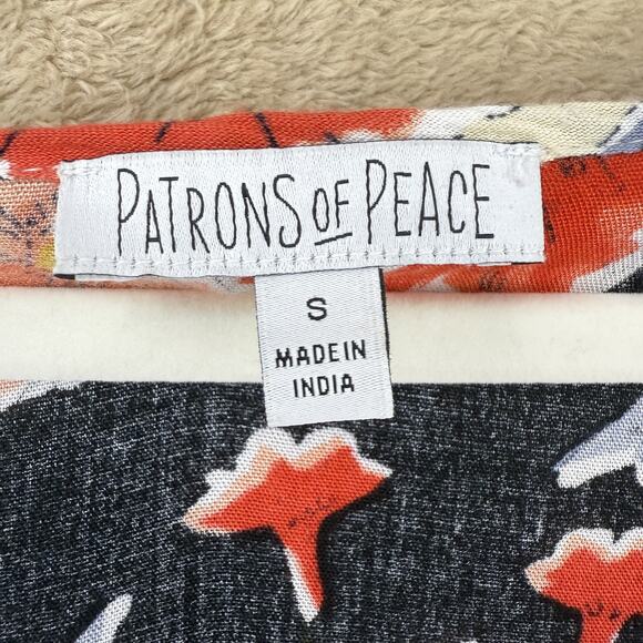 Patrons of Peace Boho Floral Mini Dress S Cream Black Ruffle Peasant Festival - Picture 4 of 13